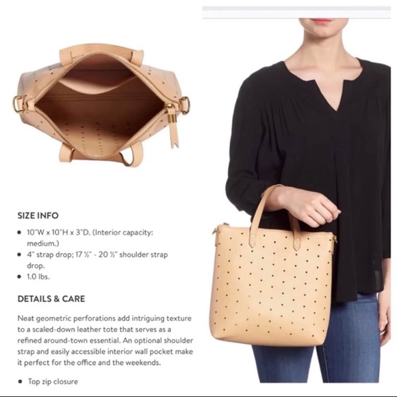 Madewell Handbags - Madewell Mini Transport Tote, Perforated Leather